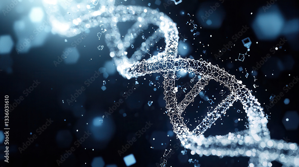 glowing DNA double helix set against dark, futuristic background, symbolizing science and innovation glowing DNA double helix set against dark, futuristic background, symbolizing science and innovation