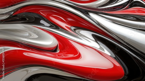 Wallpaper Mural Abstract Artwork: A Fluid Dance of Red, Black, and Silver Torontodigital.ca