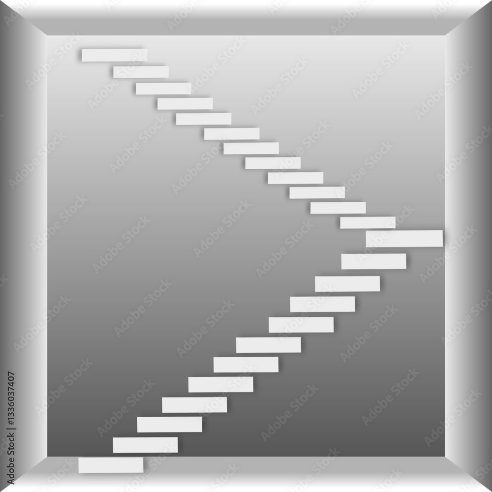 Minimalist abstract staircase design, featuring a series of floating steps forming a geometric zigzag pattern. The artwork has a monochrome color scheme with soft shadows Minimalist abstract staircase design, featuring a series of floating steps forming a geometric zigzag pattern. The artwork has a monochrome color scheme with soft shadows