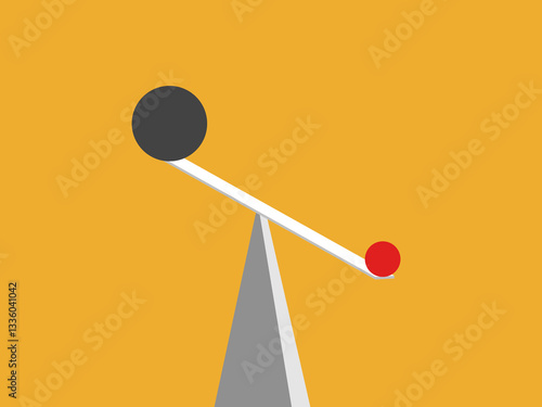 unequal, support, spheres on different balances