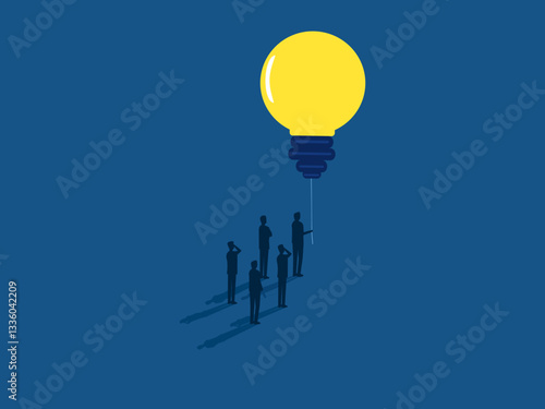 Guide the way, Businessman leader holding a balloon of knowledge light bulb