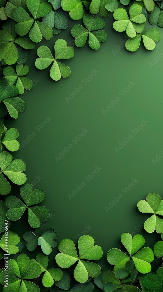 Charming Green Clover Frame Invitation Design Perfect for St Patricks Day Celebration Backdrop Charming Green Clover Frame Invitation Design Perfect for St Patricks Day Celebration Backdrop