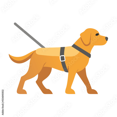 Guide dog in a harness
