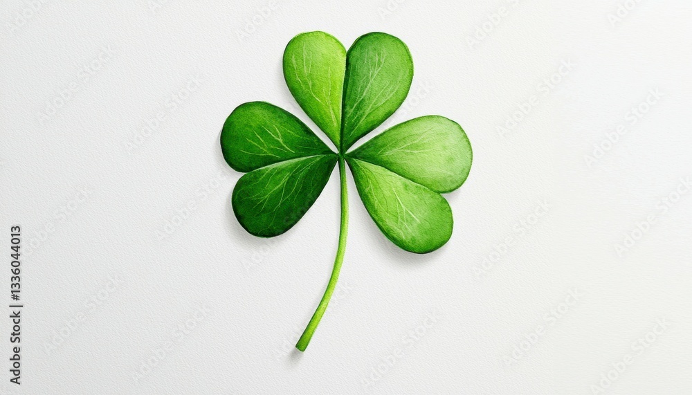 Lush Green Three Leaf Clover Against a White Surface Artistic Representation St Patricks Day Lush Green Three Leaf Clover Against a White Surface Artistic Representation St Patricks Day