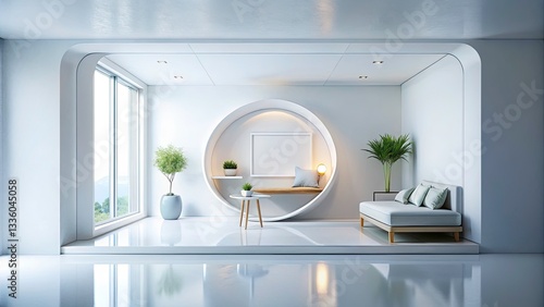 Futuristic Alcove Plan View: Modern Flat Lay Architectural Design Background