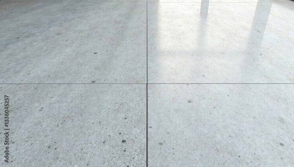 Fototapeta premium Highly polished concrete showing fine aggregate detail, light gray tone , wall, polished concrete