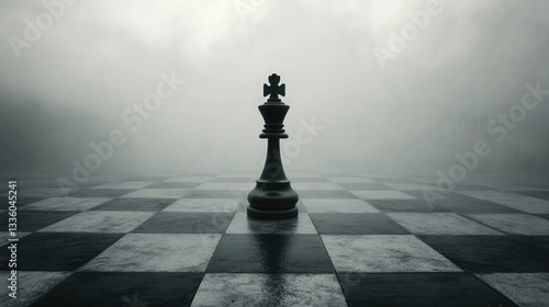 Obraz na płótnie Majestic Chess Piece on Foggy Board with Dramatic Lighting Creating a Mystical Ambiance w salonie