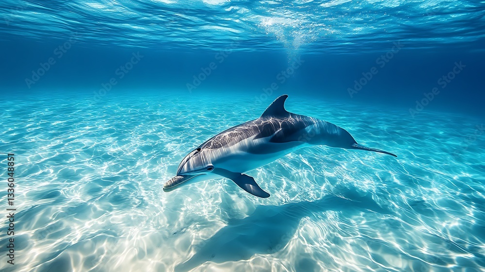 Fototapeta premium Graceful Dolphin Underwater Paradise