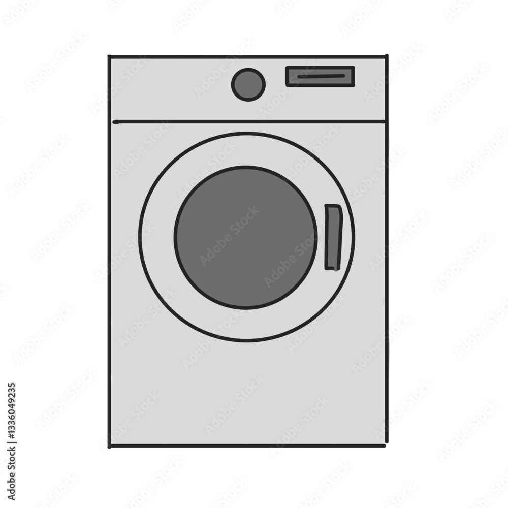 A simple vector illustration of a front-loading washing machine in a minimalis and modern design A simple vector illustration of a front-loading washing machine in a minimalis and modern design