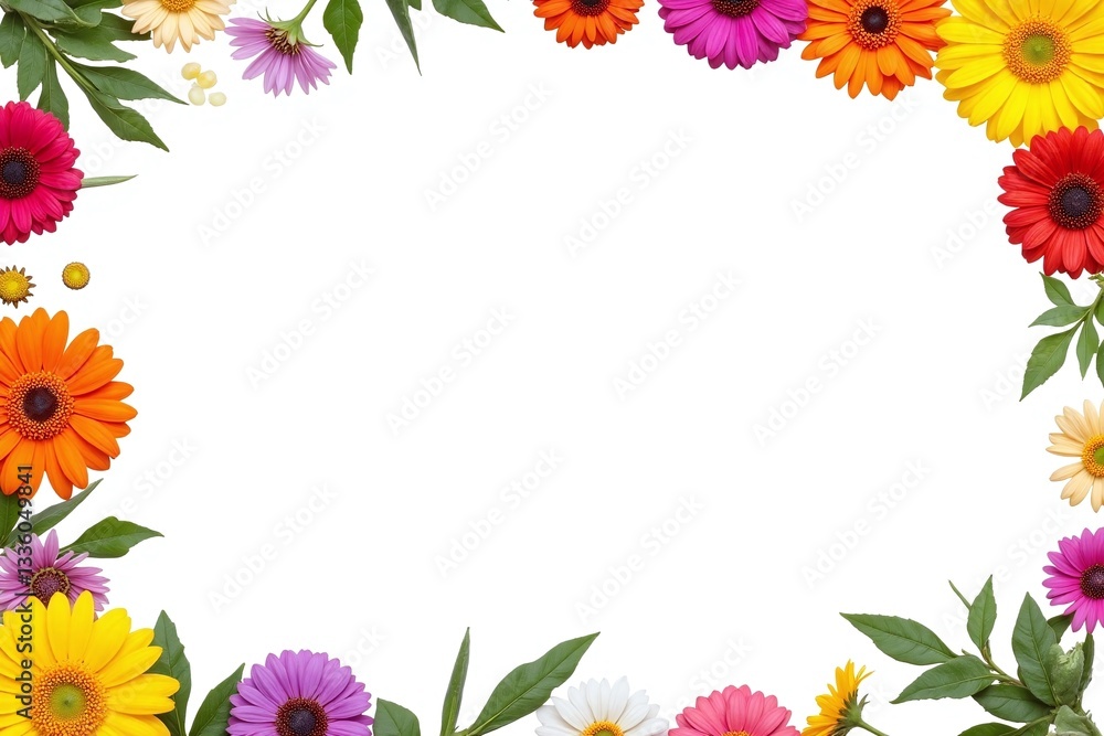 field of wildflowers on a white background field of wildflowers on a white background