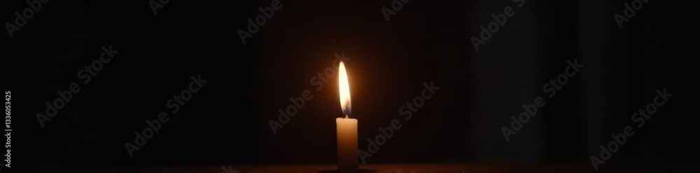 Single candle flame against pure black, intense light source, spiritual, warmth Single candle flame against pure black, intense light source, spiritual, warmth