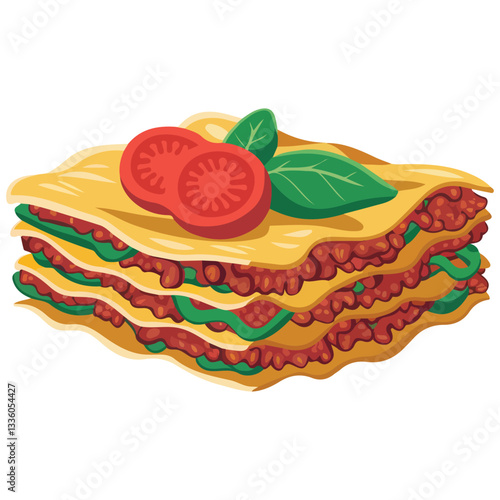 Cartoon Style Lasagna Savory Italian Food Illustration