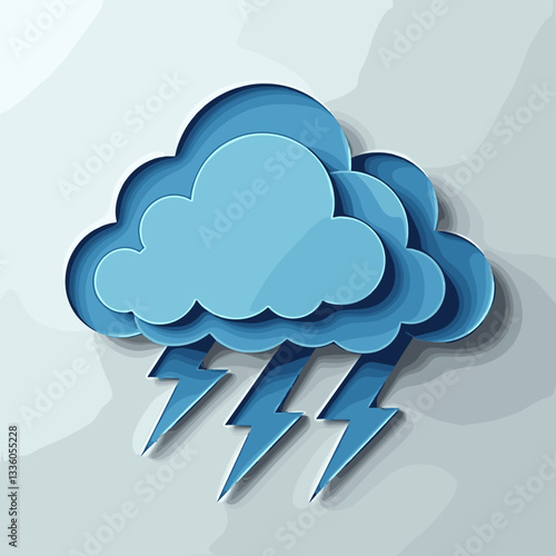 Cumulonimbus clouds signaling storm in modern 3D papercut style, weather design