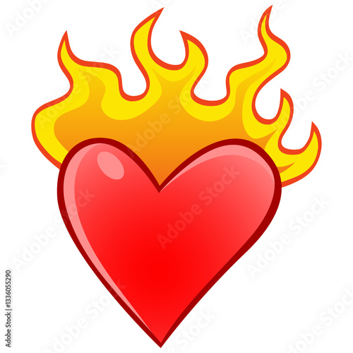 Burning Heart Fire Love and Flame Illustration Vector