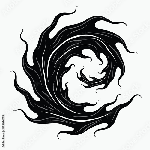 Flowing wind gust icon in stylized vector illustration, dynamic energy