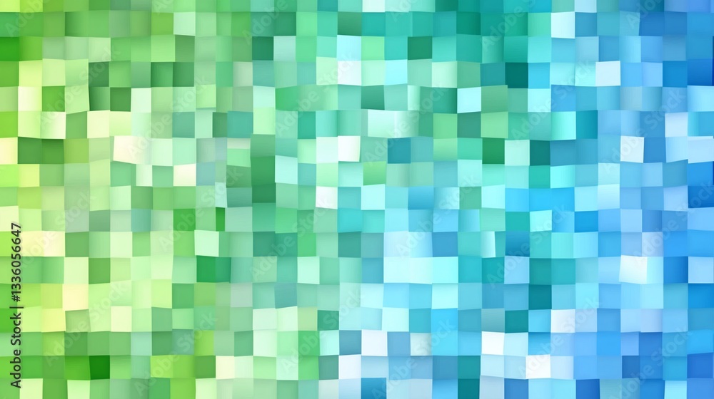 Dynamic interplay of dimensional mosaic tiles with harmonious gradient hues Dynamic interplay of dimensional mosaic tiles with harmonious gradient hues