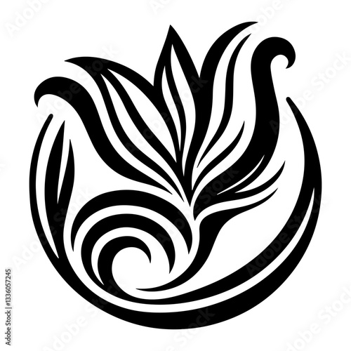 A floral logo influenced by Art Nouveau design