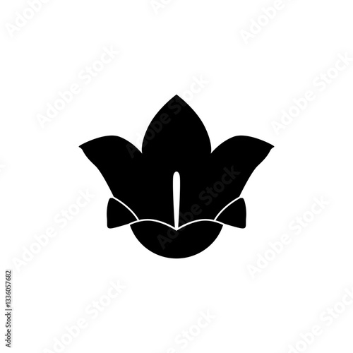 Silhouette of the Floral Emblem of Sweden, Swedish Bell, Campanula rotundifolia, Harebell, small bluebell, can use for Logo, Apps, Pictogram, Emblem, Ornate, Decoration, or Grpahic Design Element. 