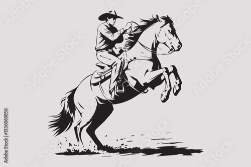 Cowboy Riding Wild Horse vector