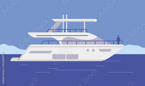 A luxury ship in the blue sea