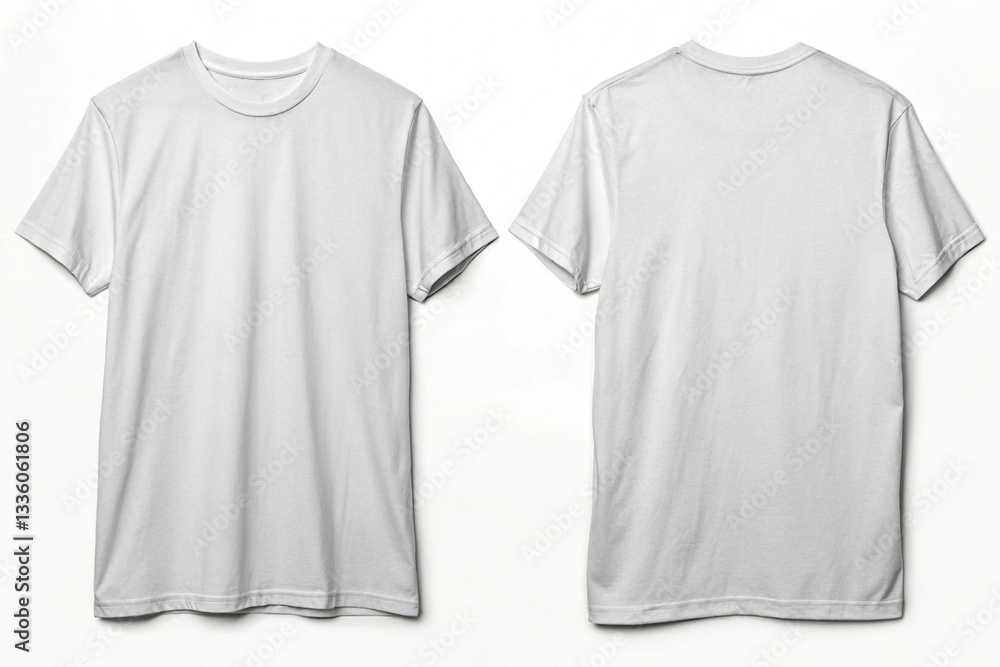 Ultimate White Blank T-Shirt Front and Back Template for Designers and Merchandise - High Quality Vector Illustration Ultimate White Blank T-Shirt Front and Back Template for Designers and Merchandise - High Quality Vector Illustration