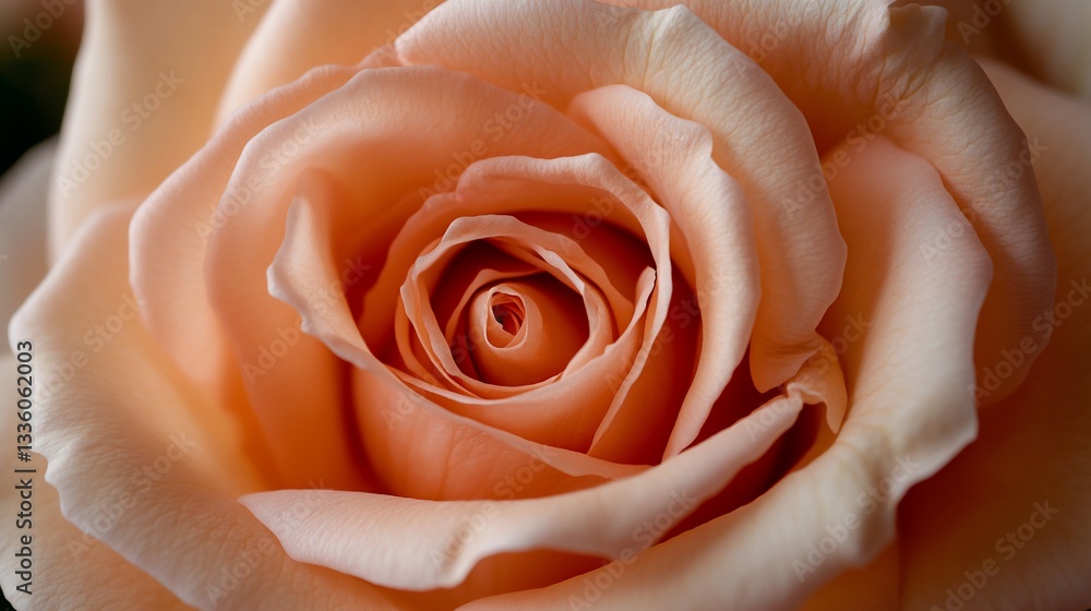 Close-up of a peach rose, delicate petals Close-up of a peach rose, delicate petals
