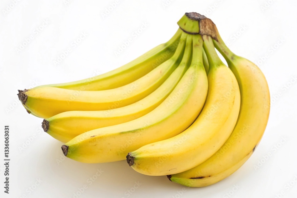 Fresh Bunch of Ripe Bananas Isolated on White Background - Healthy Tropical Fruit for Snacking and Cooking Fresh Bunch of Ripe Bananas Isolated on White Background - Healthy Tropical Fruit for Snacking and Cooking