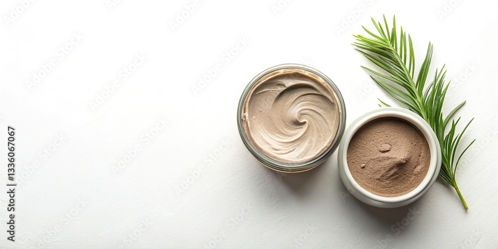 Eco-Friendly Sustainable Mud Shine Flat Lay Product Photography with Copy Space Eco-Friendly Sustainable Mud Shine Flat Lay Product Photography with Copy Space