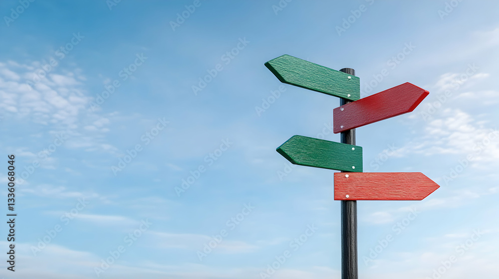 Colorful signpost against a clear blue sky. Colorful signpost against a clear blue sky.