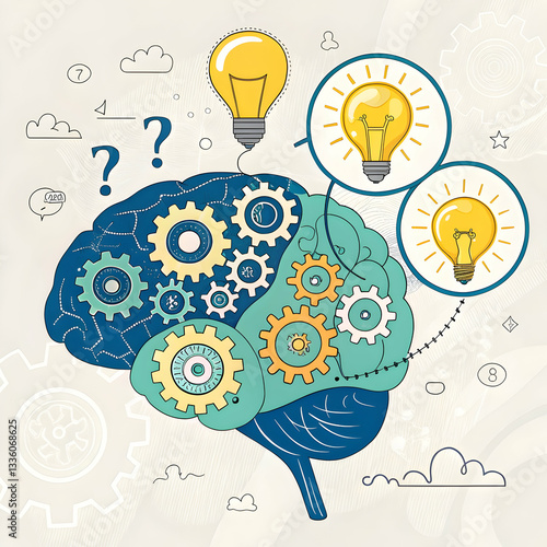 human head with brain idea on isolated background 