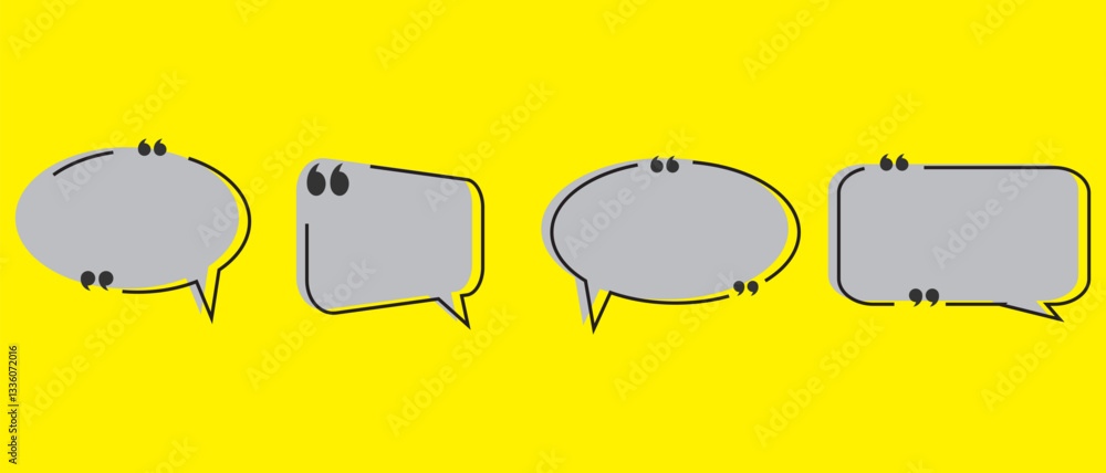 Obraz premium set of outline quote box frame design. text outline quote box template design. outline speech bubble design vector illustration.