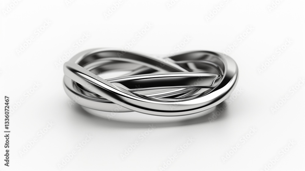 A double-layered ring outline with intertwined bands and a sleek look on a white background. A double-layered ring outline with intertwined bands and a sleek look on a white background.