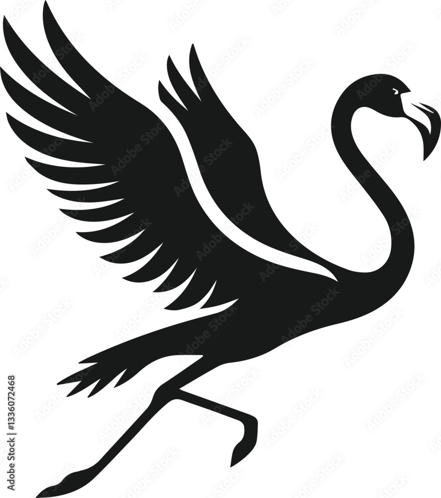 Obraz premium silhouette of a flamingo soaring with wings