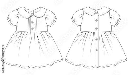 Baby Girl Dress Square vector illustration 0-2 year old template design