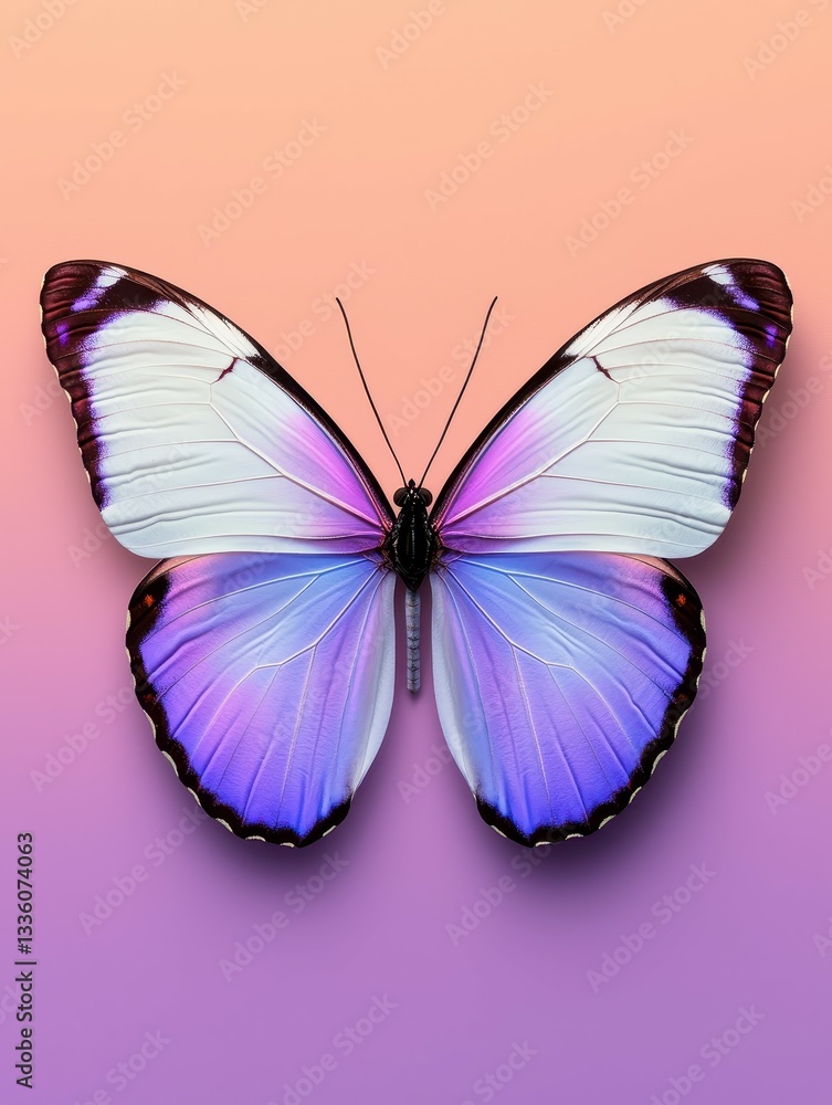 Fototapeta premium Captivating Butterfly on Gradient Background with Symmetrical Wings and Delicate Antennae Morphology