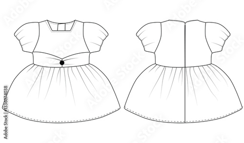 Baby Girl Dress Square vector illustration 0-2 year old template design
