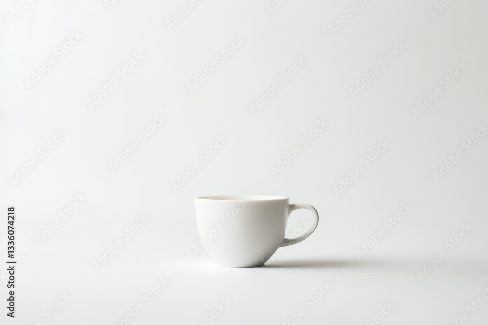 Simple white cup on a minimalistic background for design use Simple white cup on a minimalistic background for design use