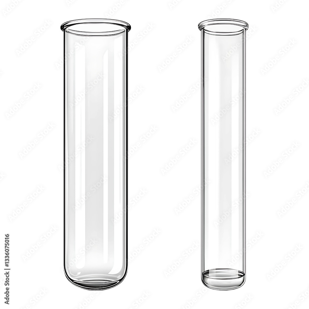 Clear empty glass test tube isolated on transparent background. Clear empty glass test tube isolated on transparent background.