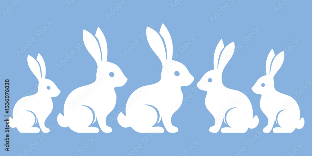 Obraz premium Flat easter bunnies collection silhouette isolated