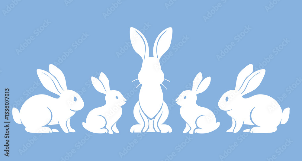 Obraz premium Flat easter bunnies collection