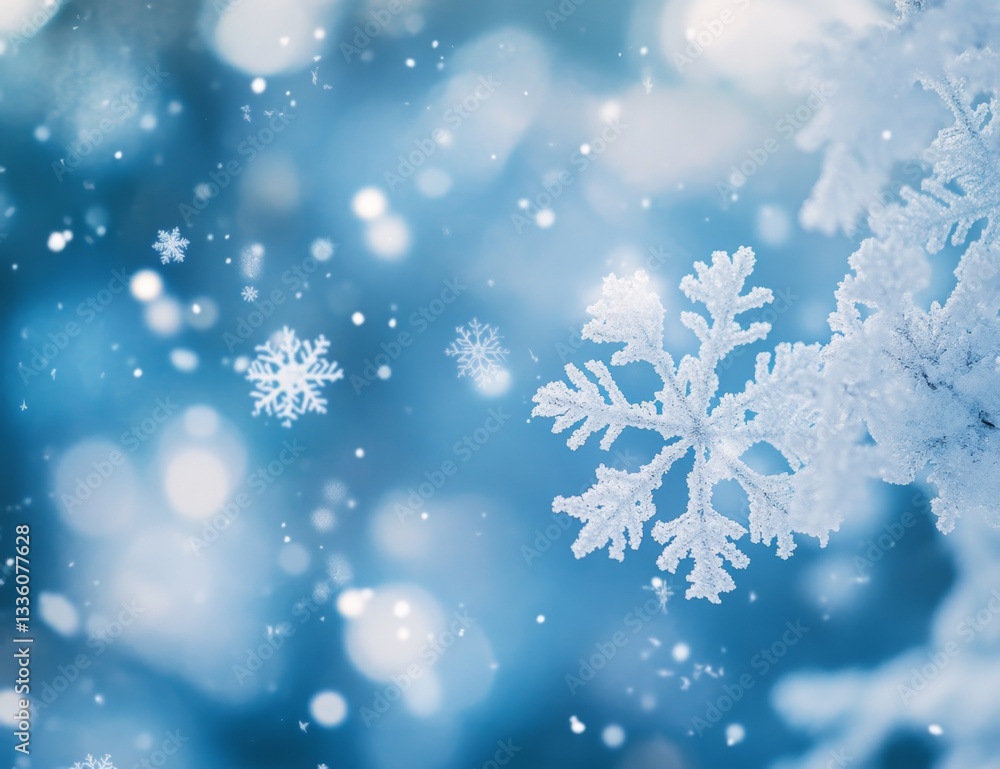 Winter wonderland scene with snowflakes Winter wonderland scene with snowflakes
