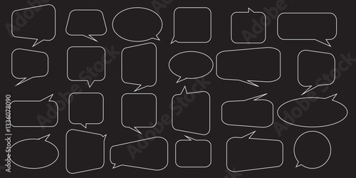 Set with quote box frame in abstract style. Vector texting quote boxes. Bubble banners with quotation, message and comment. 