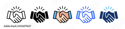 Hand Shake Icon Set With Multiple Style Collection