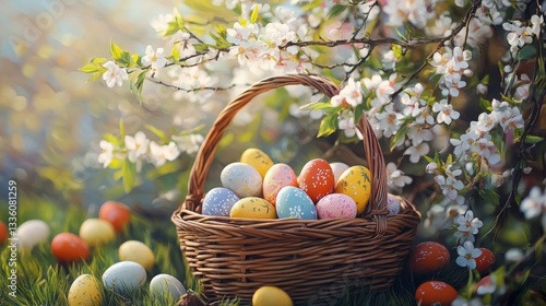easter eggs in a basket