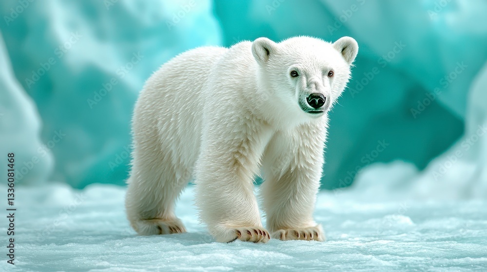 Polar bear in icy habitat arctic wilderness wildlife photography cold environment close-up