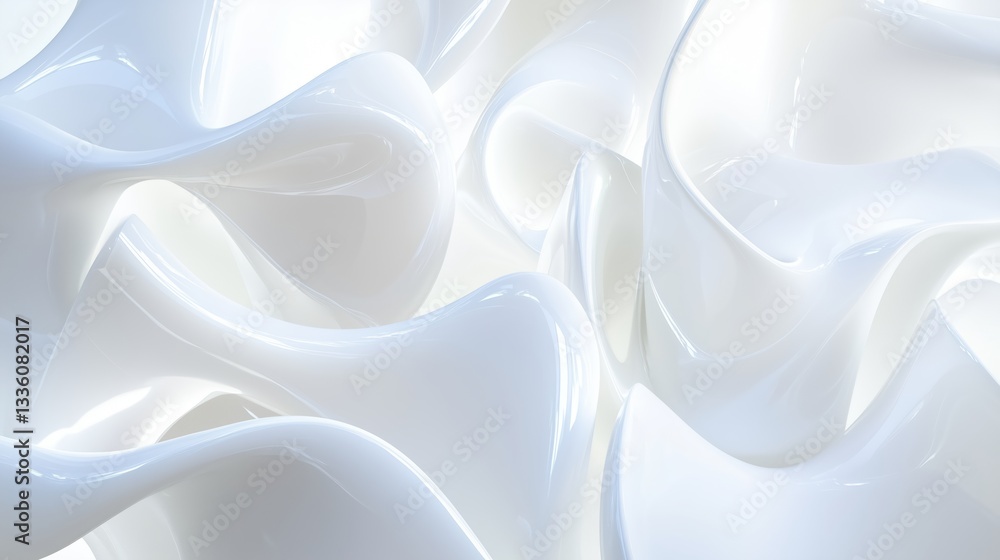 Obraz premium White abstract forms, organic, minimal, glossy, full-frame, bright