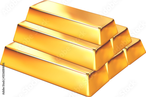 Gold bars on a white background that shine finance money bank currency saving economy concept, Mesh gradient