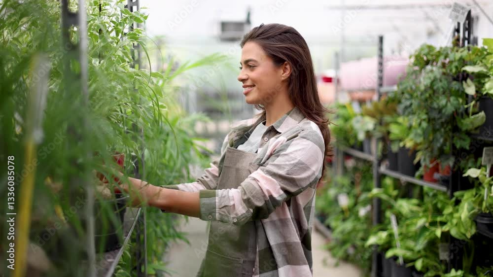 Portrait of a female gardener enjoying among her plants Portrait of a female gardener enjoying among her plants