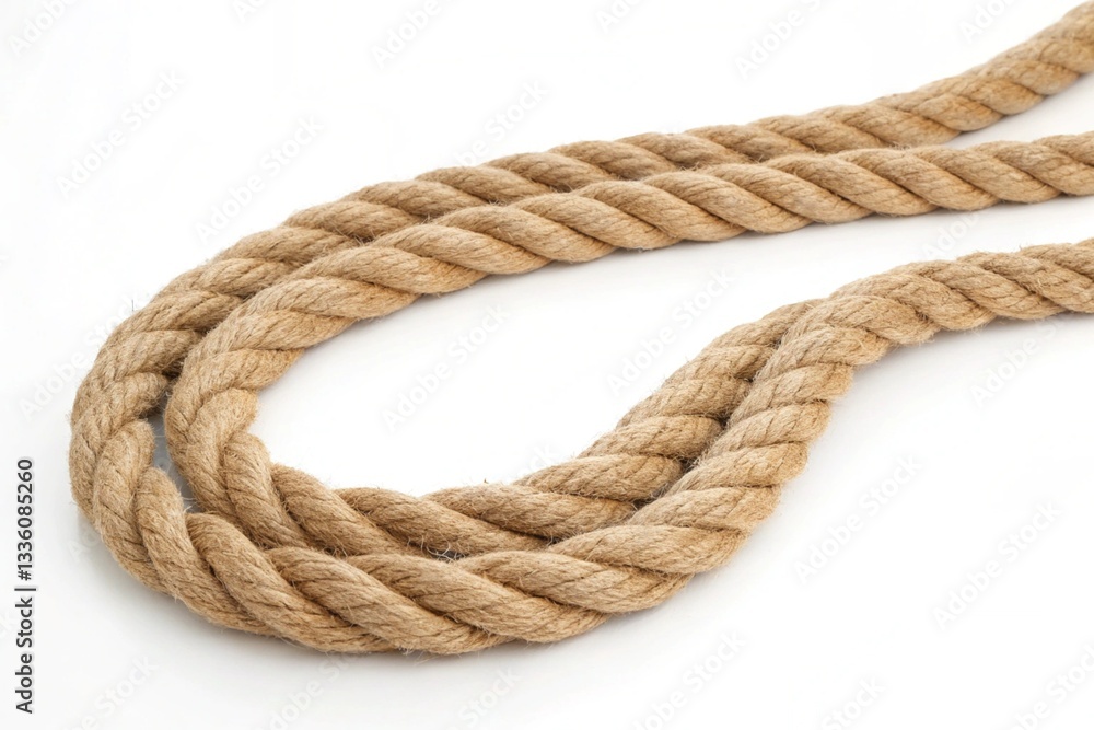 Nautical Ship Rope Twisted Marine Cord on White Background for Design and Decoration Nautical Ship Rope Twisted Marine Cord on White Background for Design and Decoration