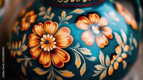 Colorful Hand-painted Flower Design on Decorative Ceramic Pot